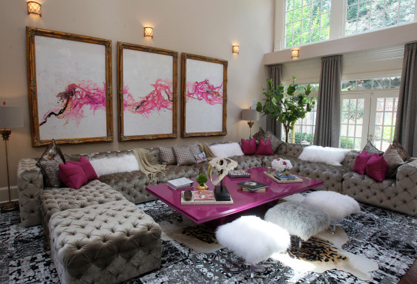 JULY 9, 2013-ATLANTA: Photo of the family room in Real Housewife star Kandi Burruss' Atlanta home on Tuesday July 9th, 2013. Burruss is an R&B performer, songwriter and producer, best known for being a member of the band Xscape and as a reality TV star on Bravo's "Real Housewives of Atlanta." For a Private Quarters gallery. PHIL SKINNER / PSKINNER@AJC.COM